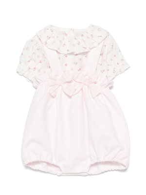 Set top e shorts per neonata La Stupenderia rosa a fiori con cinturini con bottone
