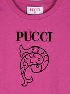 T shirt fucsia per bambina con stampa logo Emilio Pucci nera PV8B11 Z2354 50L EMILIO PUCCI JUNIOR 