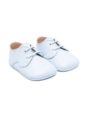 Eli1957 baby girl's first steps shoes in light blue with leather insole and logo
