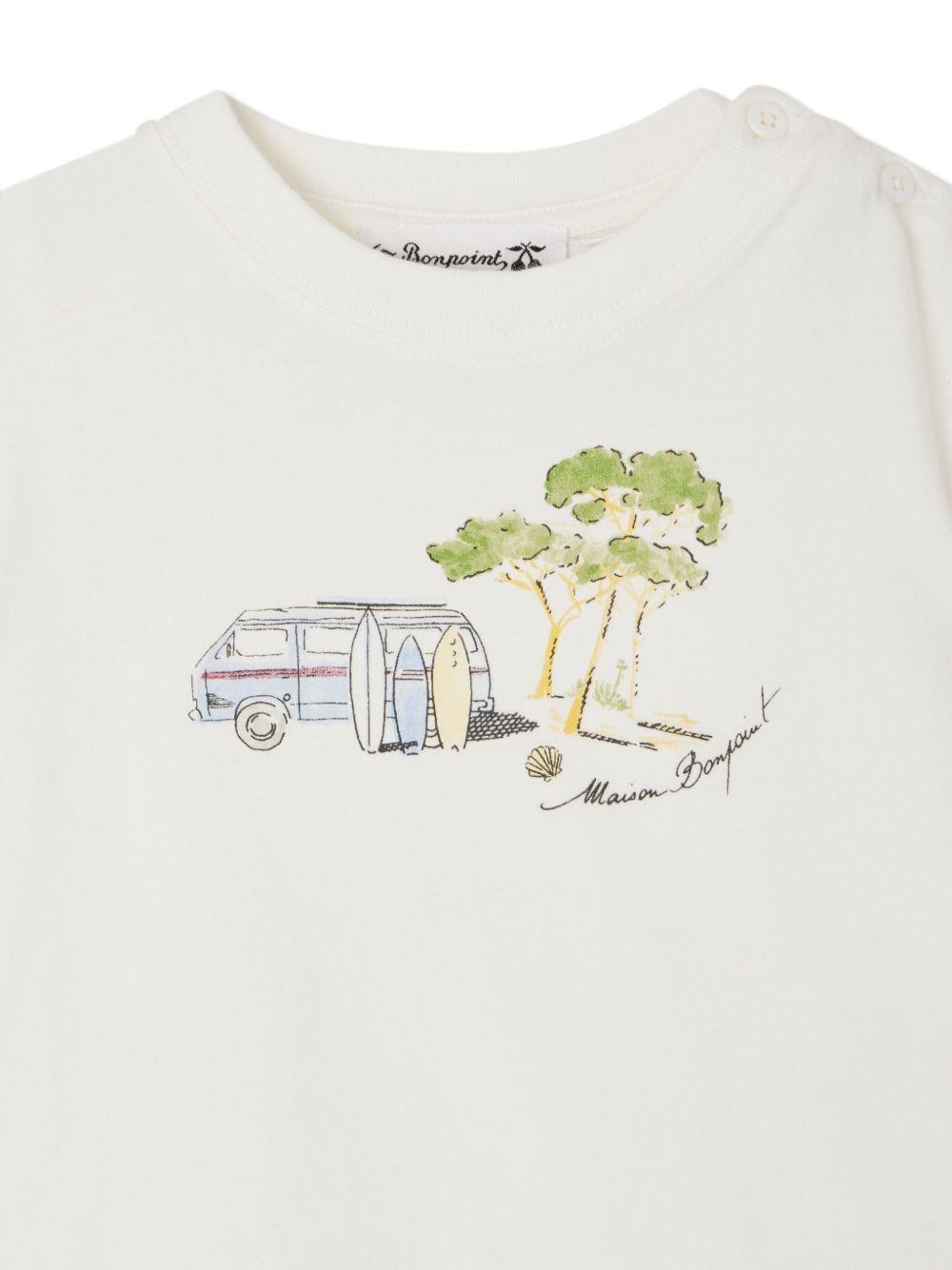 T-shirt per neonato Bonpoint Tom bianco con stampa sul davanti S05YTSK00010 102 BONPOINT 
