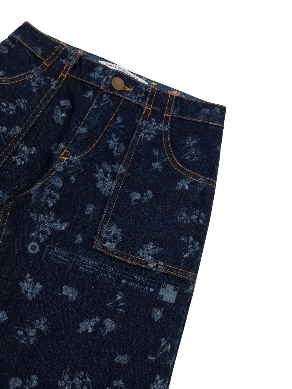 Jeans dritti per bambina Philosophy Di Lorenzo Serafini Kids in denim a fiori PFPA017CDF007 4000 PHILOSOPHY 