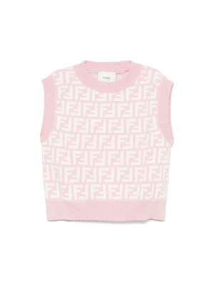 Fendi Kids pink straight-hem junior knit top for baby girls
