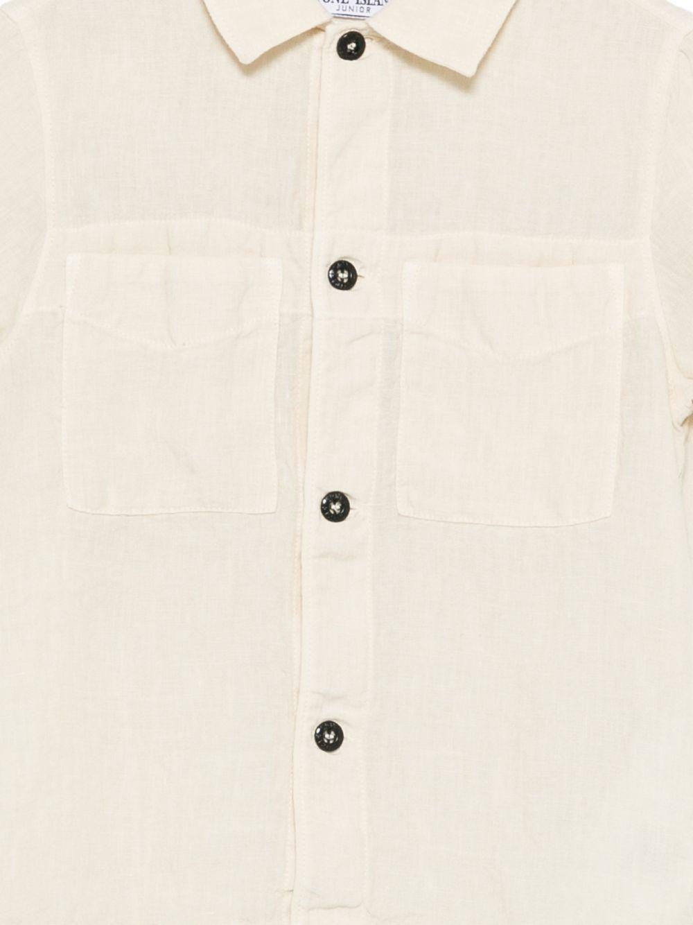 Camicia per bambino Stone Island Junior beige a maniche corte L1S161100001S0145 V0097 STONE ISLAND JUNIOR 
