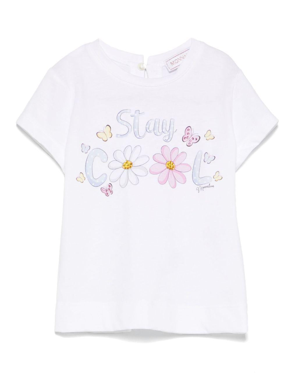 T-shirt per neonata Monnalisa bianco Stay Cool con stampa 39E611 5002 0099 MONNALISA 