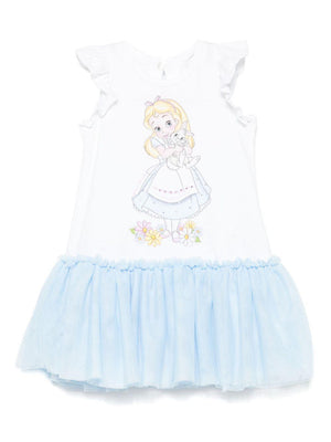 Monnalisa white dress for newborns with graphic print x Disney