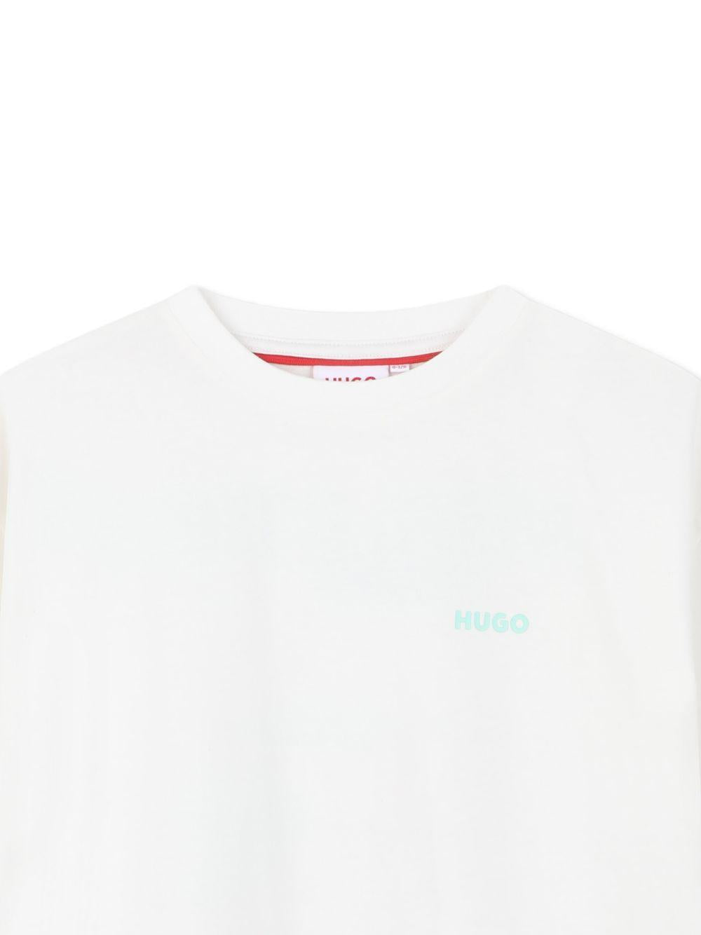 T-shirt per bambino Hugo Kids bianca con stampa grafica sul retro G01023 153 Hugo 