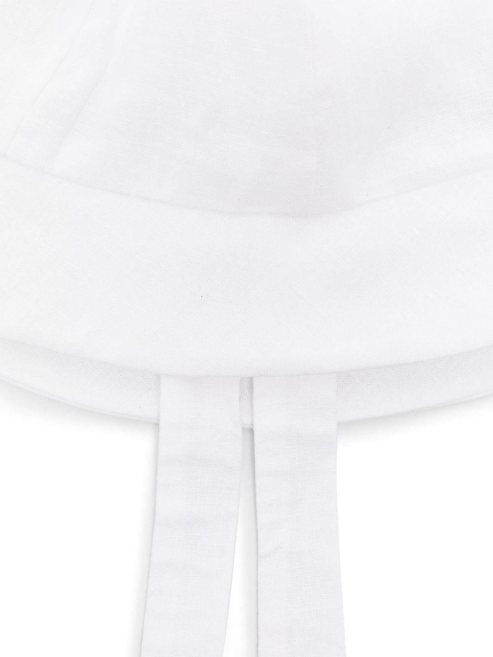 Cappello per neonata La Stupenderia bianco in lino con fascia regolabile sul collo TBCP57 D01 LA STUPENDERIA 
