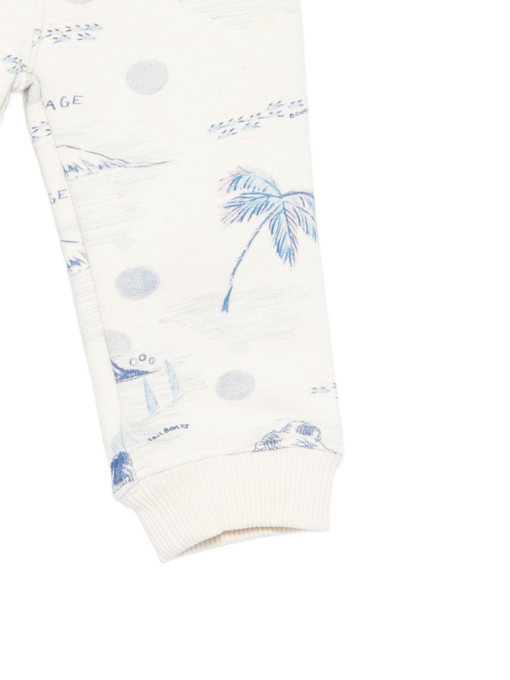 Pantaloni per neonato Bonpoint bianco con stampa grafica blu all-over S06YPAK00003 615 BONPOINT 