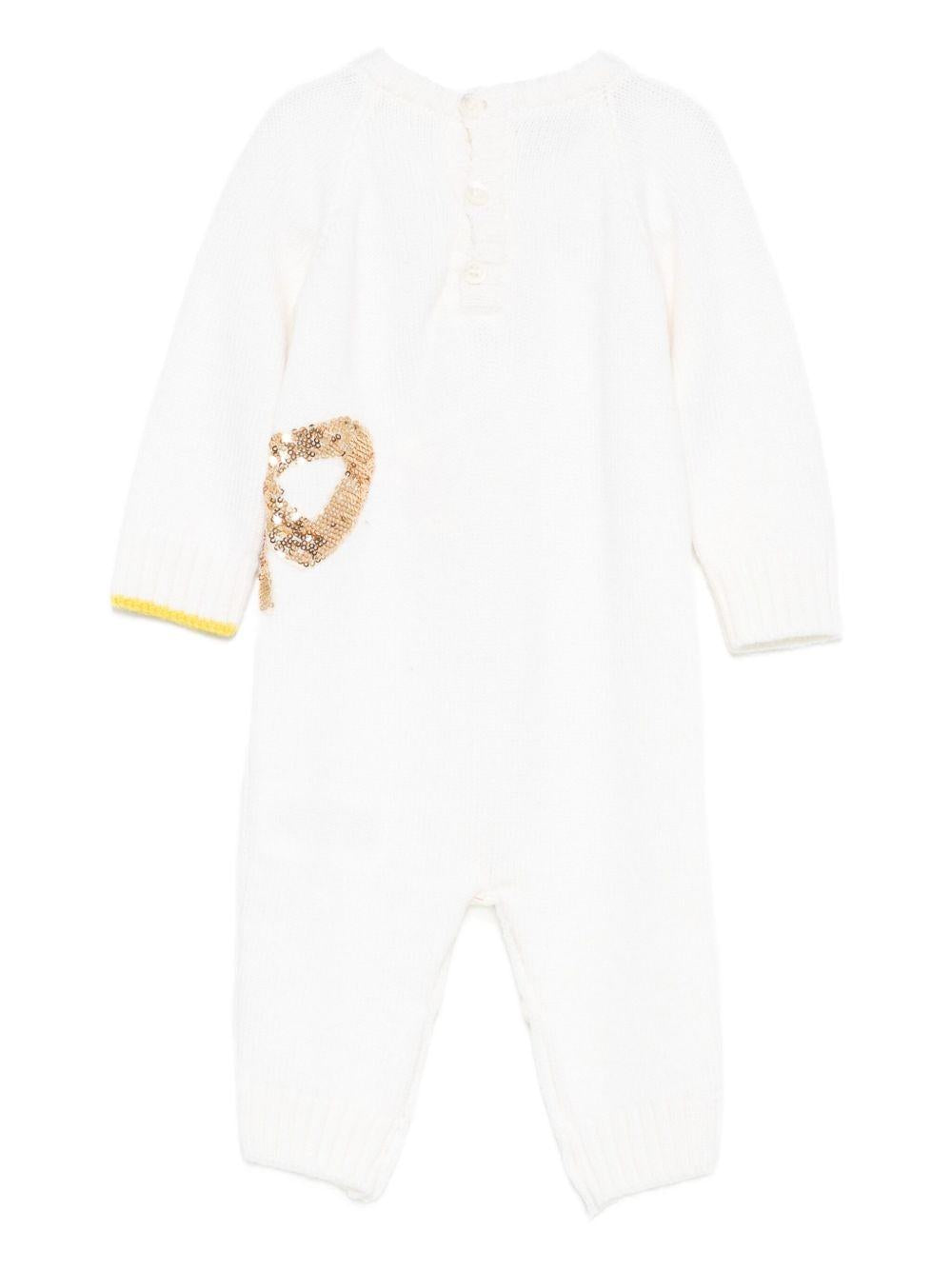 Tutina per neonata Gensami Kids bianca con fiocco e paillettes TU-FIOC-WE OFF WHITE GENSAMI 
