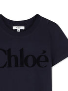 T-shirt per bambina Chloé Kids blu con logo sul davanti C20652 859 CHLOE' KIDS 