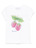T-shirt per bambina Monnalisa bianco con decorazione di cristalli 19E617 5001 0099 MONNALISA 