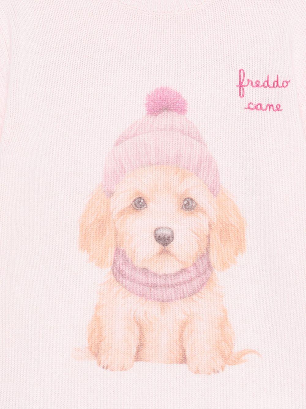 Maglione per bambina MC2 Saint Barth Kids rosa con stampa cane PRC0015 00374I MC2 ST. BARTH KIDS 