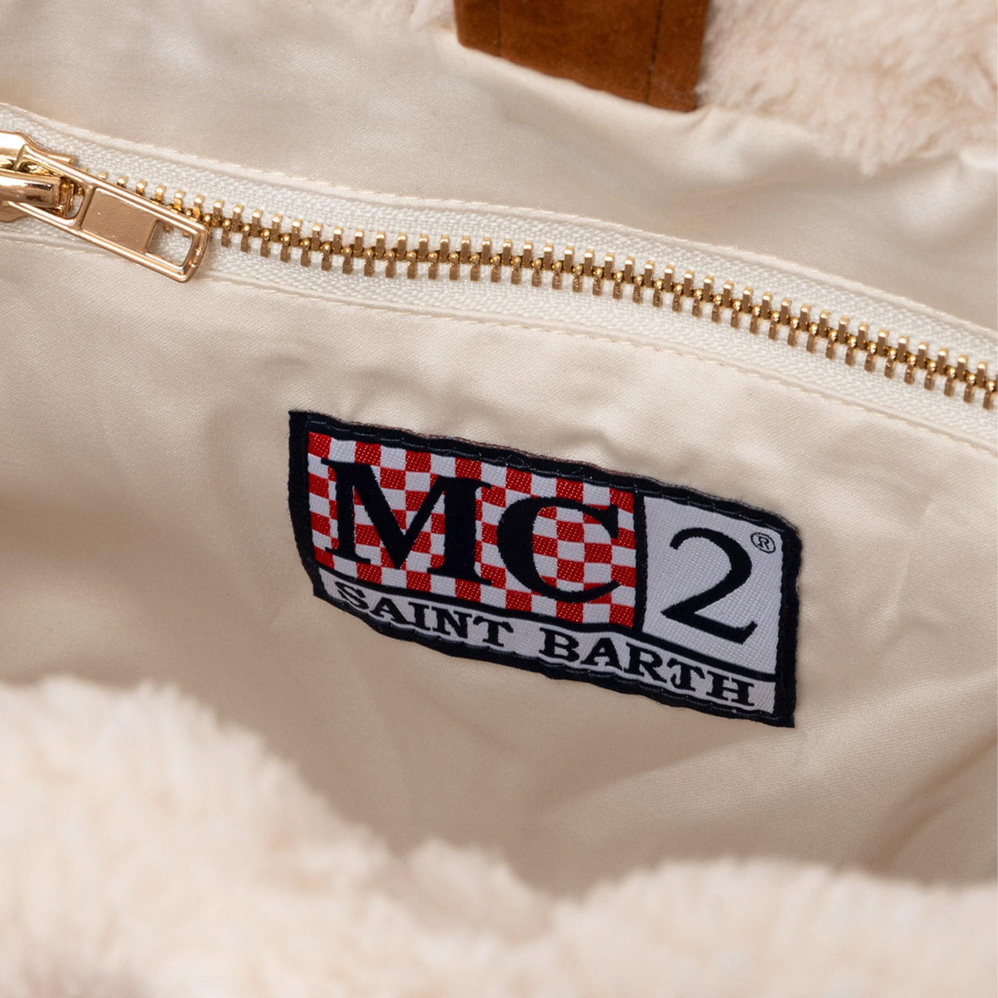 Borsa Colette per bambina MC2 Saint Barth Kids beige con texture teddy COL0032 01477I MC2 ST. BARTH KIDS 