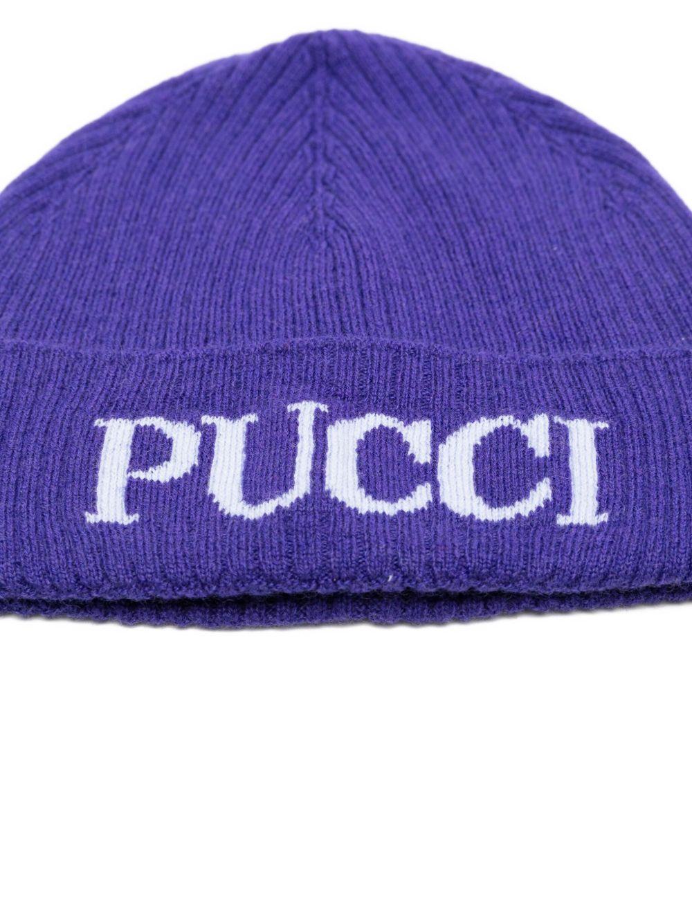 Berretto per bambina Emilio Pucci Junior viola con logo PX0A27 Z2362 529 EMILIO PUCCI JUNIOR 
