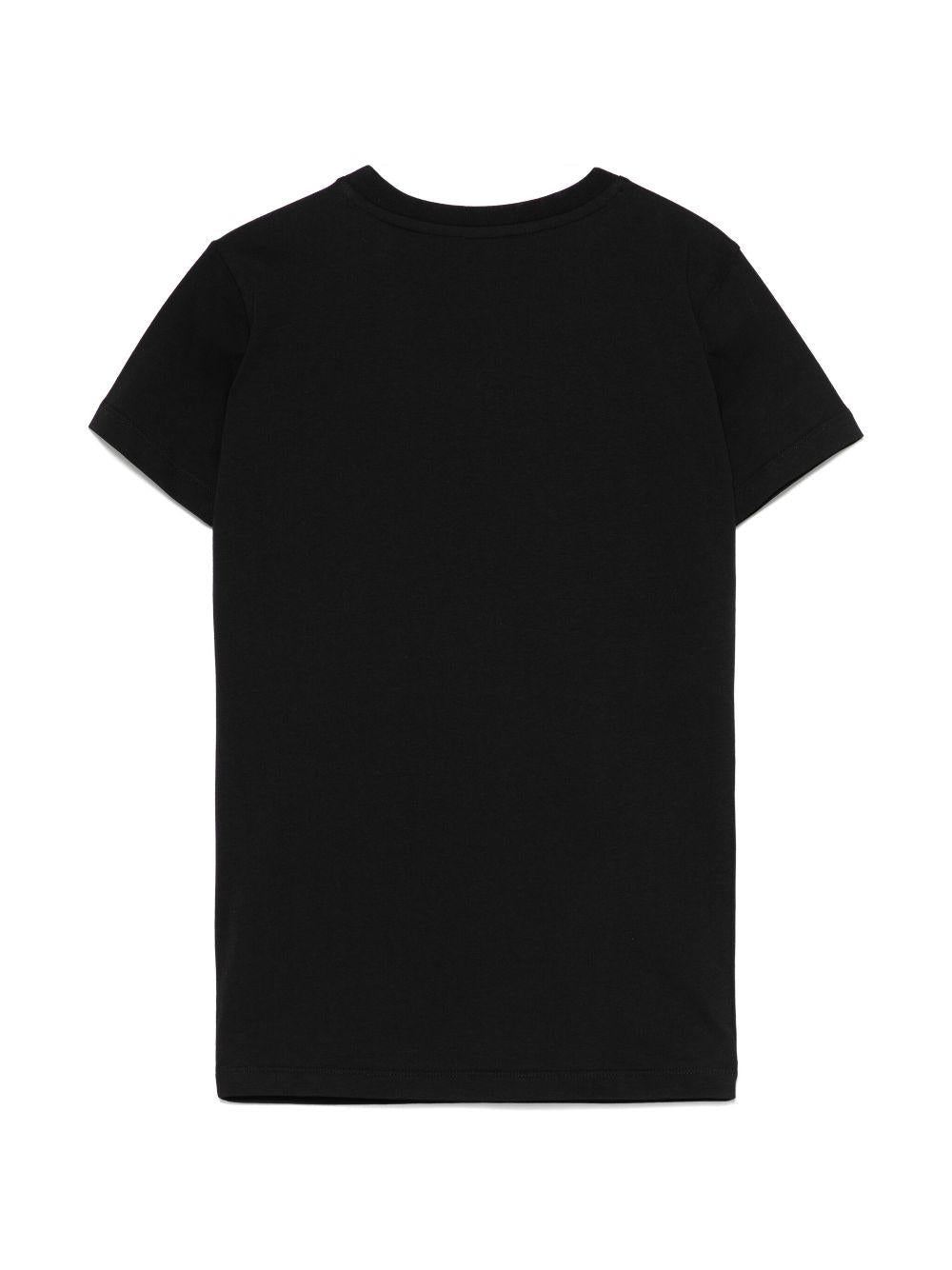 Abito con logo in rilievo per bambina Balmain Kids nero con girocollo BW1B11 Z0082 930BC BALMAIN KIDS 