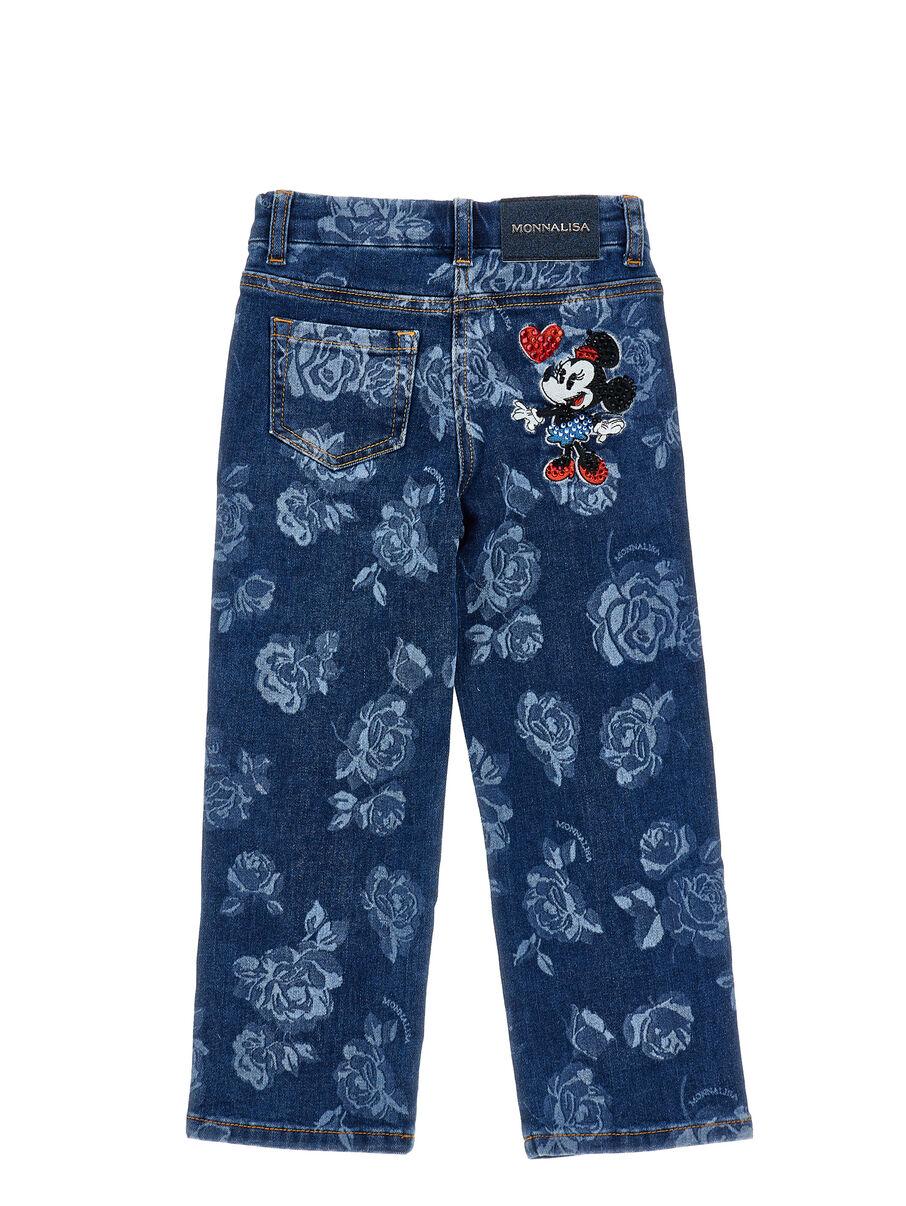 Jeans per bambina Monnalisa x Disney in denim con motivo Minnie Mouse 19F400 6040 055S MONNALISA 