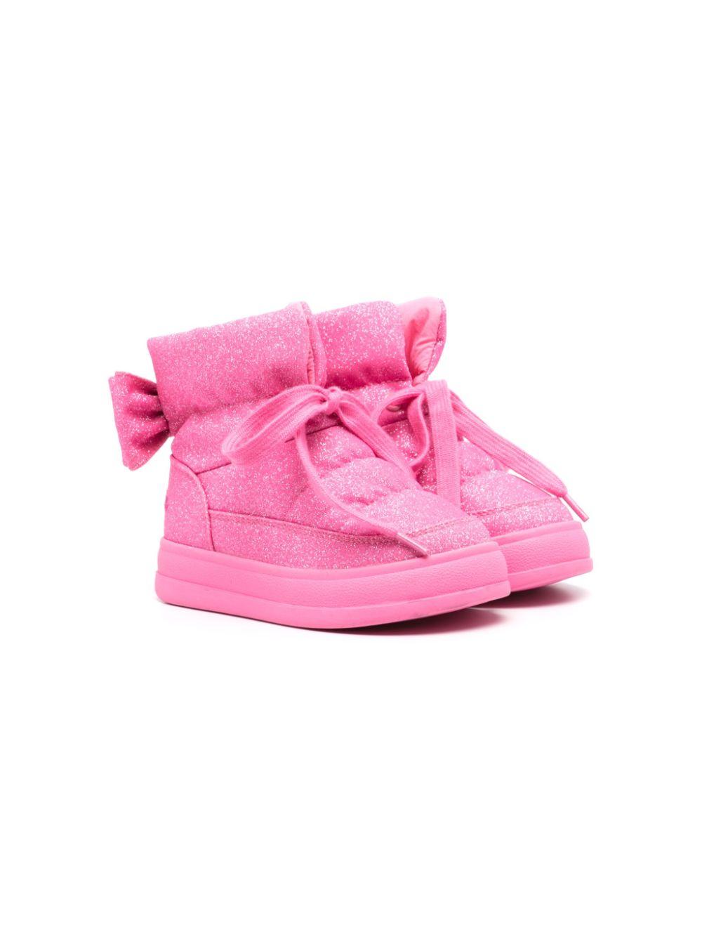 Stivali per bambina Monnalisa rosa con design imbottito con glitter 8CD012 4F07 0093 MONNALISA 