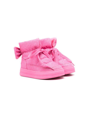 Monnalisa pink girls' boots with padded glitter design