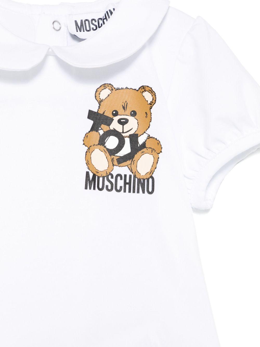 T-shirt Teddy Bear per neonato Moschino Kids bianco con orlo dritto MDM03HLBA10 10101 MOSCHINO KIDS 
