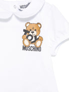 T-shirt Teddy Bear per neonato Moschino Kids bianco con orlo dritto MDM03HLBA10 10101 MOSCHINO KIDS 