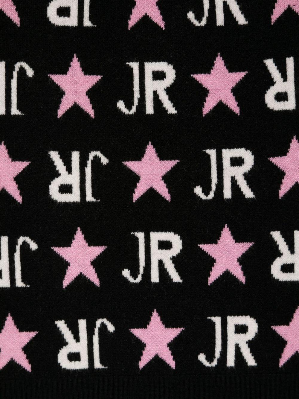 Maglione con logo a intarsi per bambina John Richmond Junior nero con girocollo RGA24003MA STAR L.BLK/O-WHT/PNK JOHN RICHMOND JUNIOR 