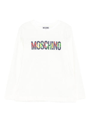 T-shirt per bambino Moschino Kids bianco con stampa logo