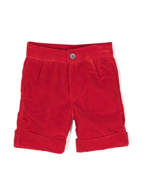 La Stupenderia red ruffled shorts for newborns with cuffed hem