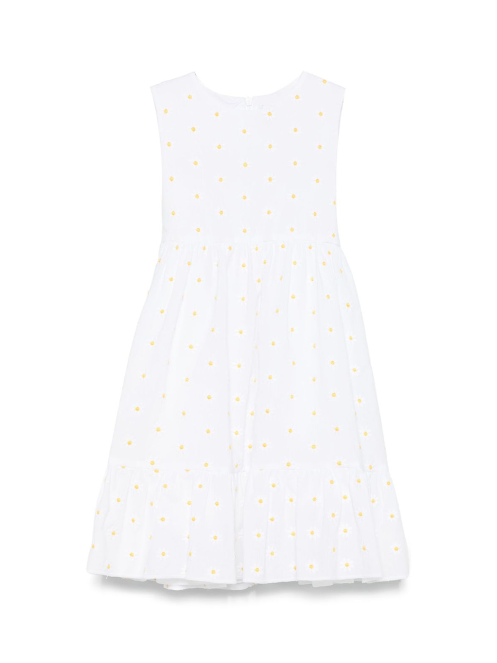 Abito per bambina Il Gufo bianco con ricamo a fiori e chiusura con nodo P25VA330C5053 010 IL GUFO 