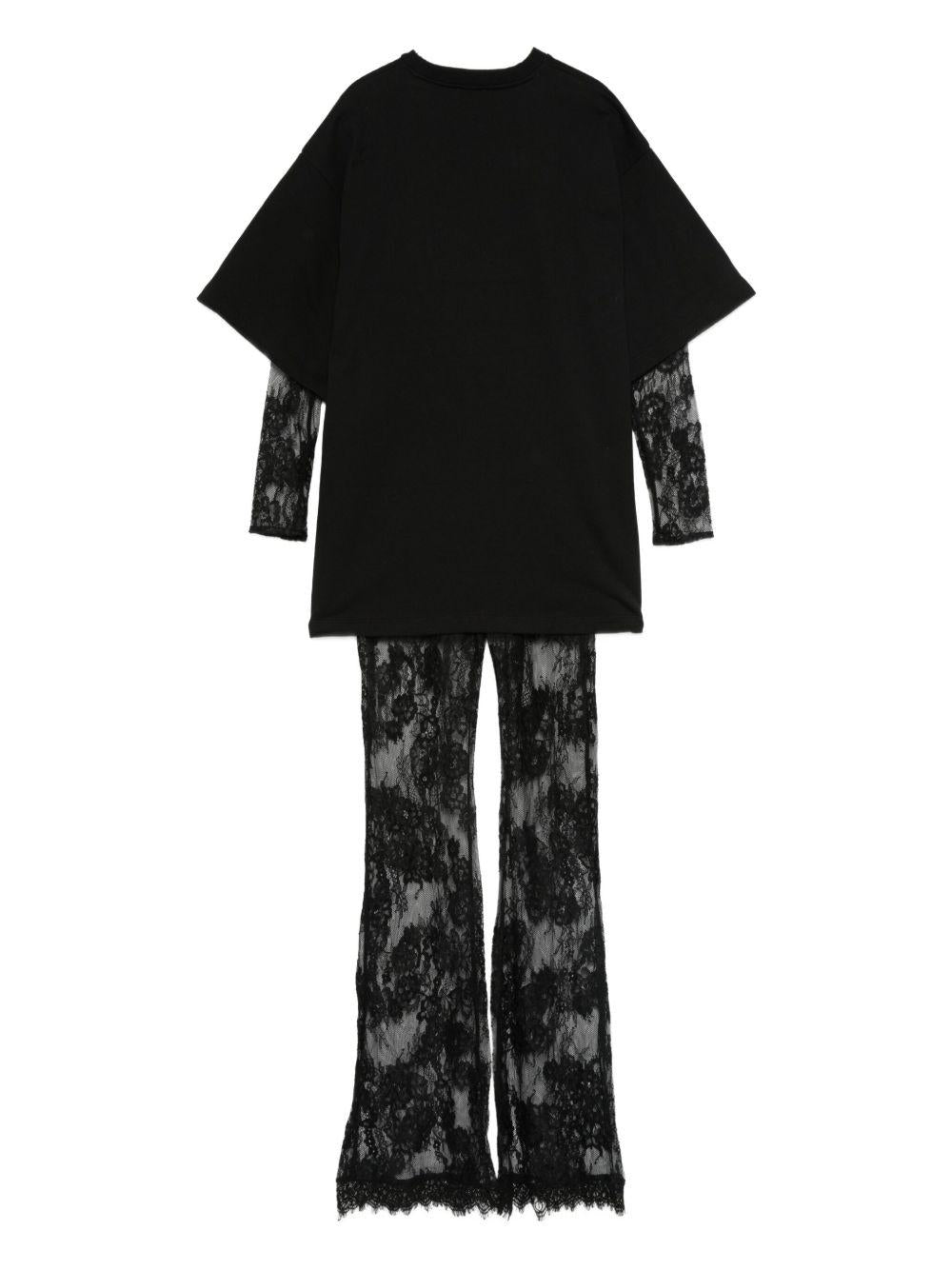 Tuta intera per bambina Pinko Kids nero con inserti in pizzo KFCM003CTV102 N0000 PINKO KIDS 