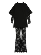 Tuta intera per bambina Pinko Kids nero con inserti in pizzo KFCM003CTV102 N0000 PINKO KIDS 