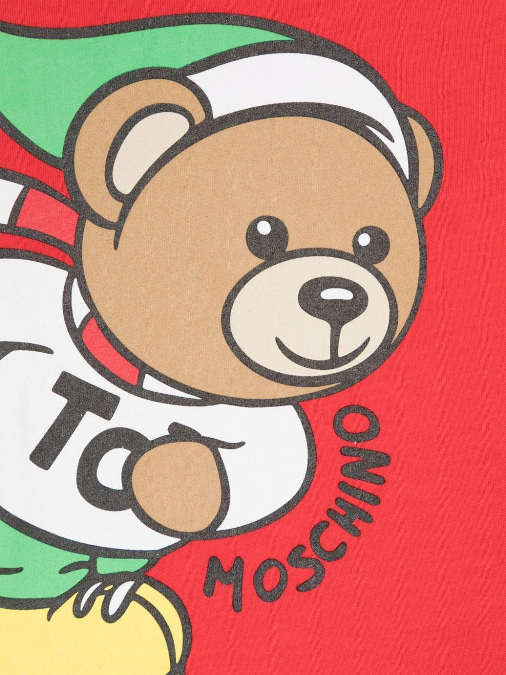 T-shirt per neonati Moschino Kids rosso con motivo Teddy Bear MSO00RLAA10 50109 MOSCHINO KIDS 