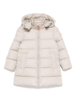 Save The Duck Kids Girls' Coat in Beige with a Matte Effect