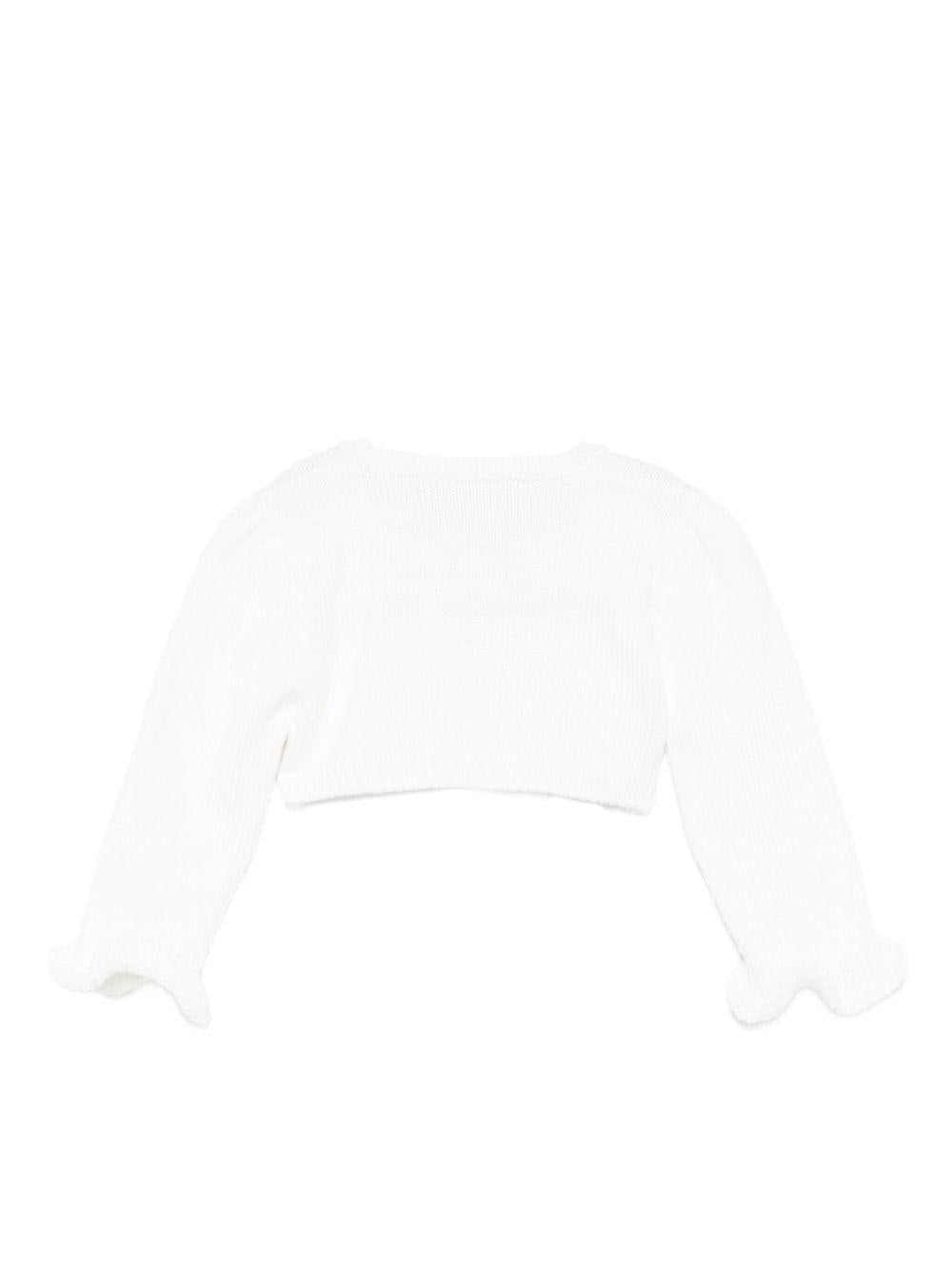 Cardigan per neonata La Stupenderia bianco con maniche arricciate 1WCSP24 800 LA STUPENDERIA 