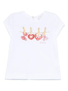 T-shirt per neonata Monnalisa bianco con stampa fiocco sul davanti 39E618 5011 0099 MONNALISA 