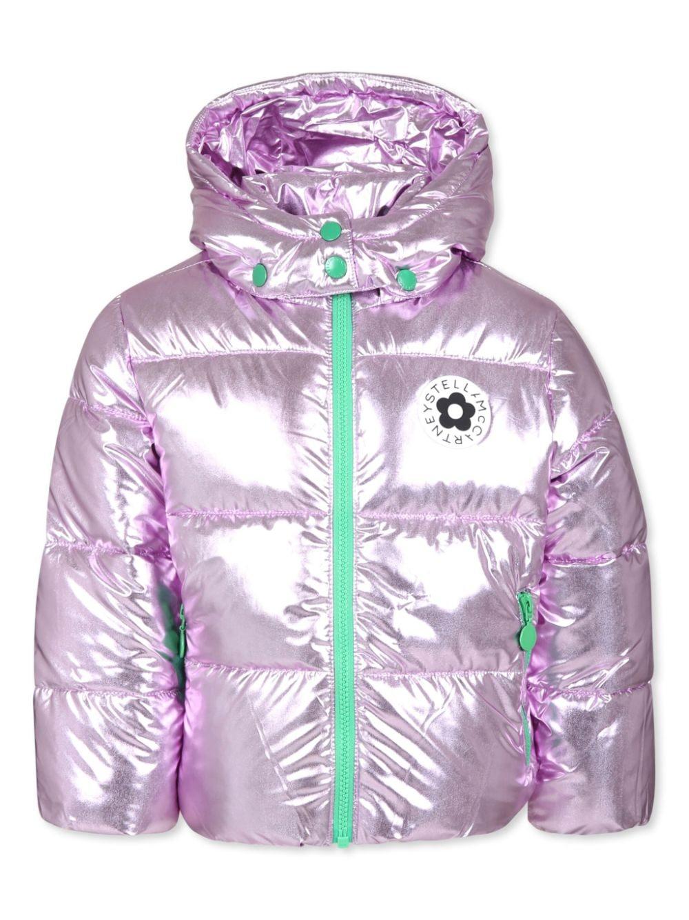 Piumino lilla per bambina con applicazione logo sul davanti Stella McCartney Kids TV2B97 Z0546 591 STELLA McCARTNEY KIDS 