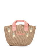 Borsa tote per bambina Chloé Kids Lou beige con logo ricamato C20873 43A CHLOE' KIDS 