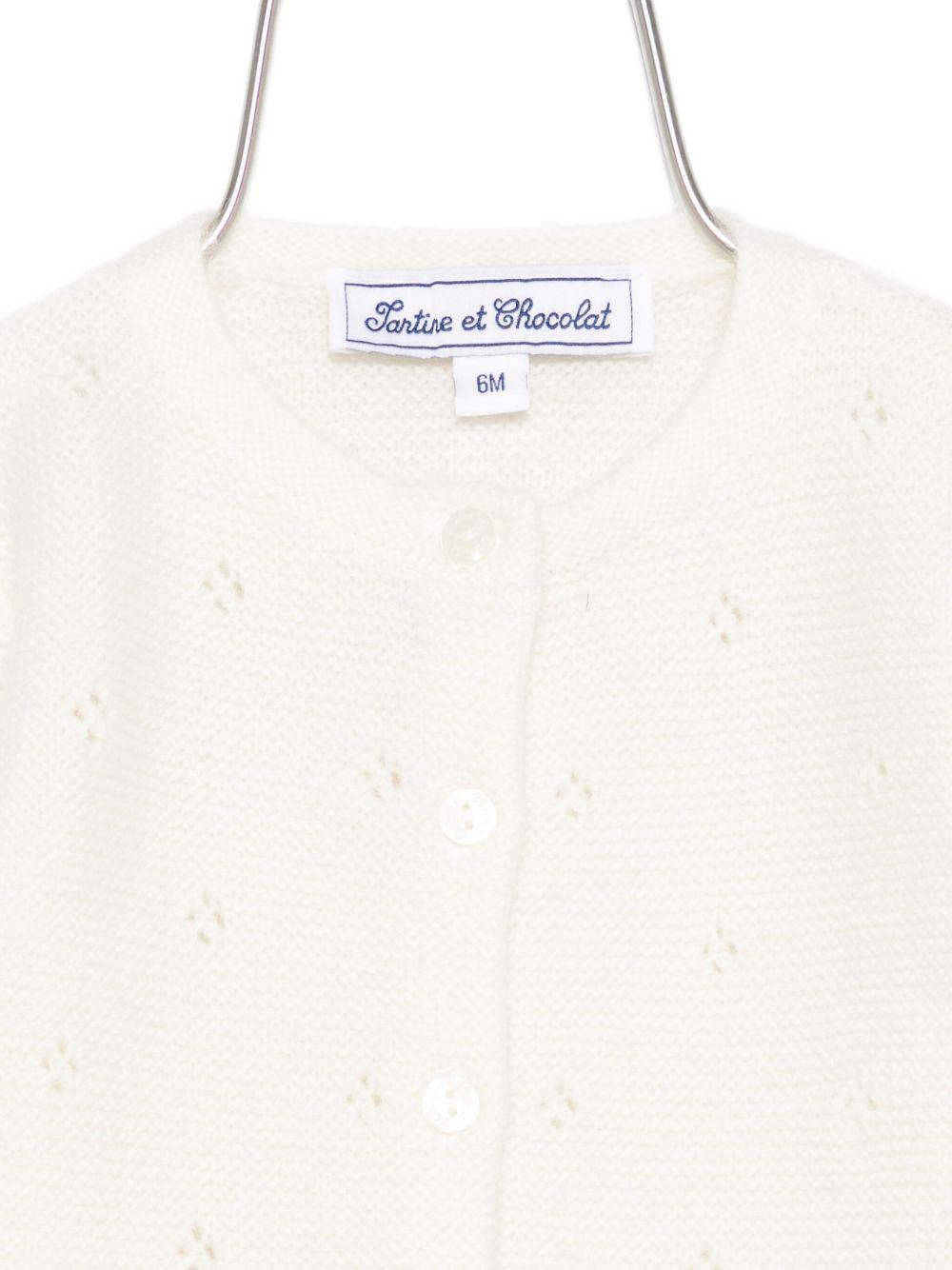 Cardigan per neonata Tartine Et Chocolat bianco con motivo a occhielli CB18121 13 TArtine & Chocolat 