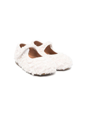 Eli1957 white Angora wool baby girl ballet flats