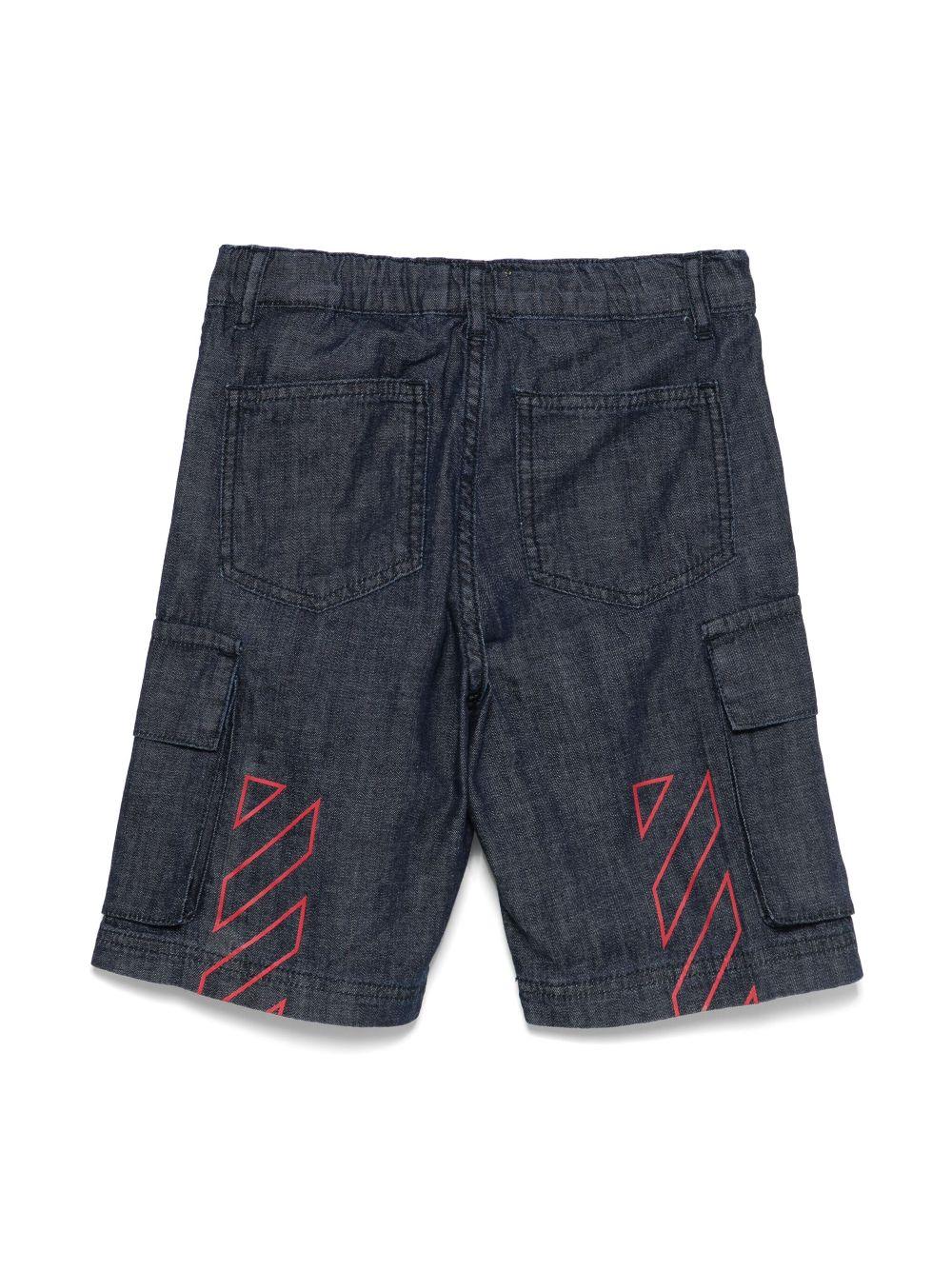 Shorts denim per bambino Off-White Kids blu con due tasche laterali OBYC002S25DEN001 4926 OFF WHITE KIDS 