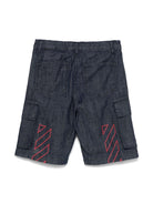 Shorts denim per bambino Off-White Kids blu con due tasche laterali OBYC002S25DEN001 4926 OFF WHITE KIDS 