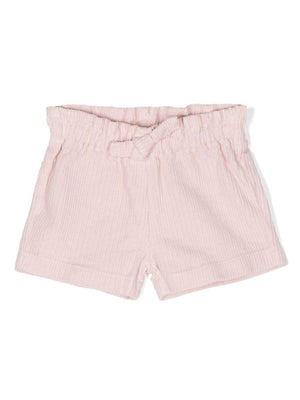 Il Gufo pink ribbed shorts for girls with bow detail