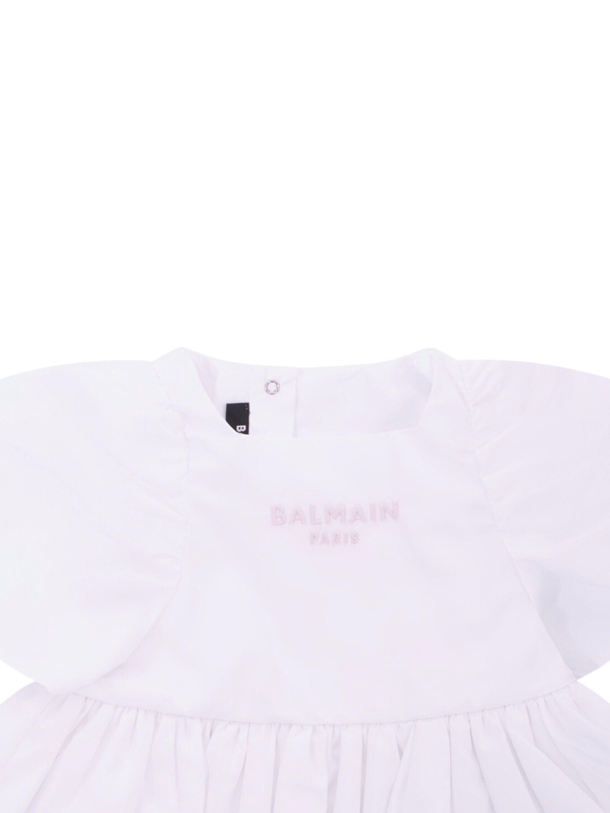 Abito per neonata Balmain Kids bianco con gonna a balze BYA011 P0562 100RS BALMAIN KIDS 