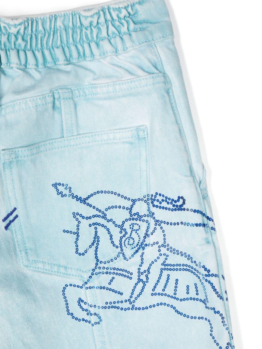 Jeans con motivo cavaliere equestre per bambina Burberry Kids azzurro con vita elasticizzata sul retro 8092401 A3326 BURBERRY KIDS 