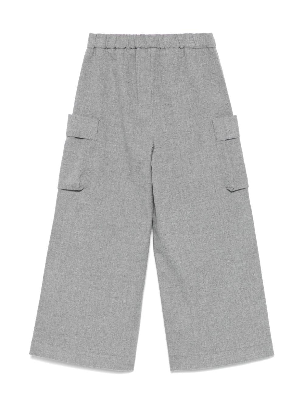 Pantaloni a palazzo per bambina Il Gufo grigio con vita elasticizzata A24PL432W0003 072 IL GUFO 
