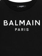 Abito con logo in rilievo per bambina Balmain Kids nero con girocollo BW1B11 Z0082 930BC BALMAIN KIDS 