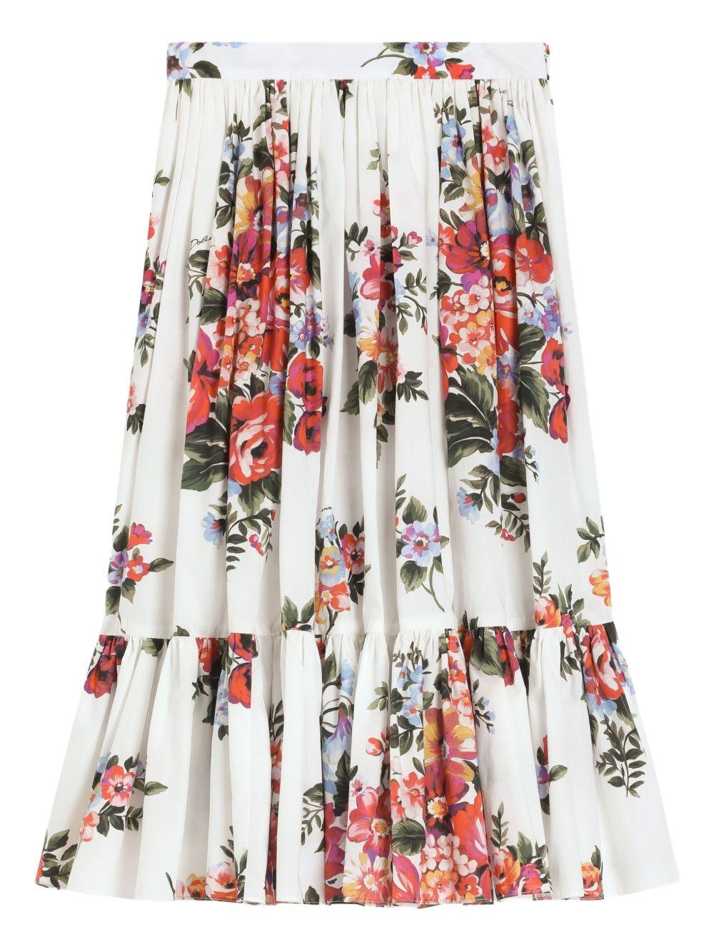 Gonna per bambina Dolce & Gabbana Kids bianca a fiori con ruches L55I53 HS5UU HA5ZO DOLCE & GABBANA KIDS 