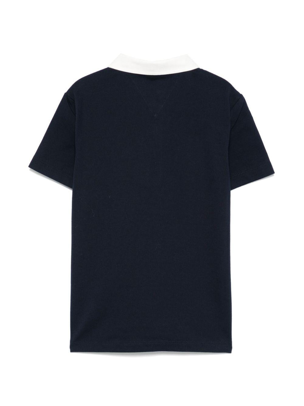 Polo con ricamo per bambino Tommy Hilfiger Junior blu con spacchi laterali KB0KB09332 C1G TOMMY HILFIGER JUNIOR 