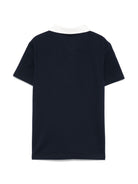 Polo con ricamo per bambino Tommy Hilfiger Junior blu con spacchi laterali KB0KB09332 C1G TOMMY HILFIGER JUNIOR 