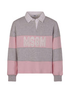 T-shirt per bambina MSGM Kids rosa e grigia a maniche lunghe S6MSJGSW027 MS076 MSGM KIDS 