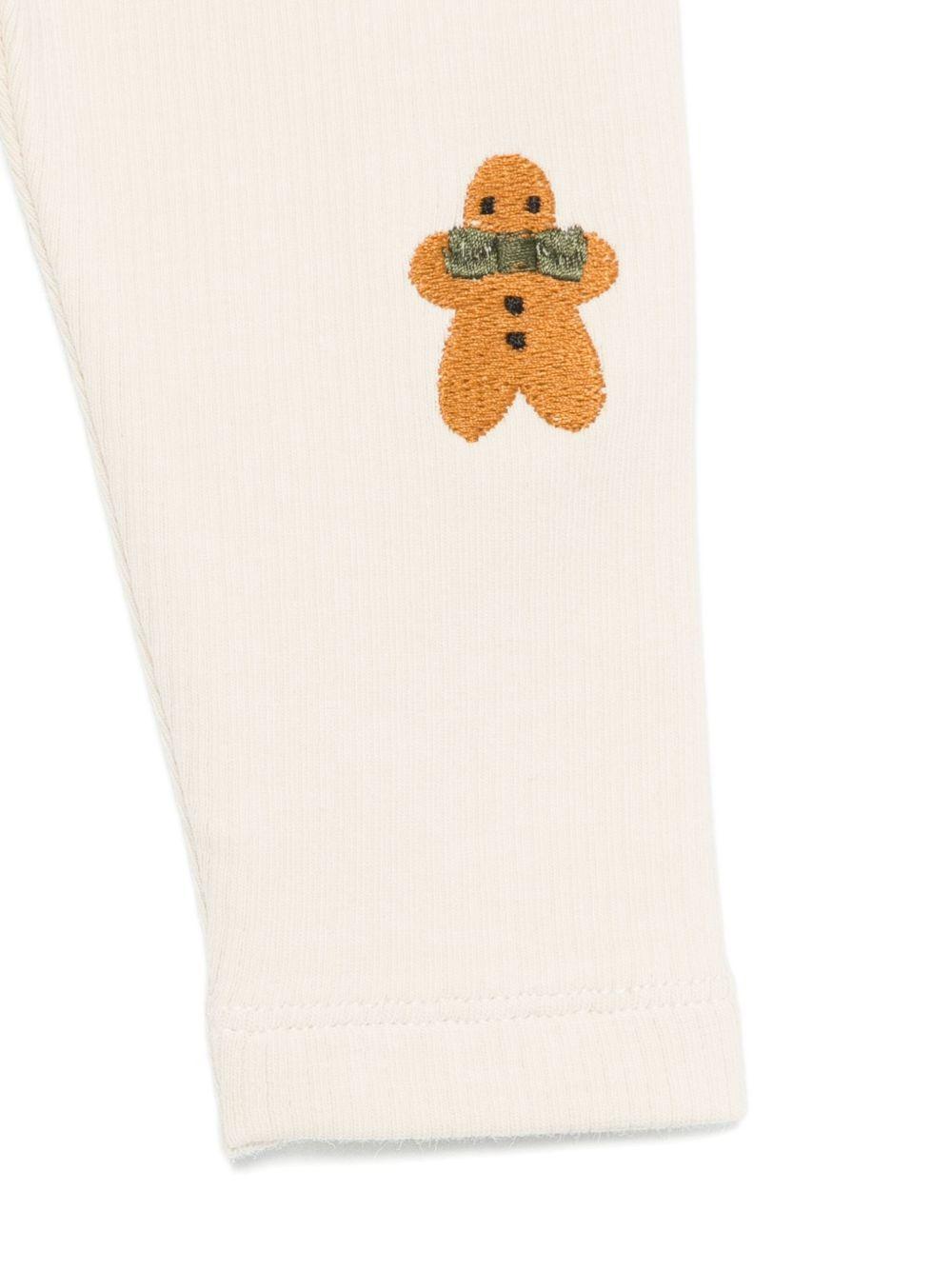 Pantaloni per neonata Donsje beige con biscottino ricamato 3042801 00004 DONSJE 